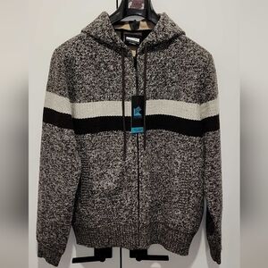 Men's Brown and Cream Striped Sweater